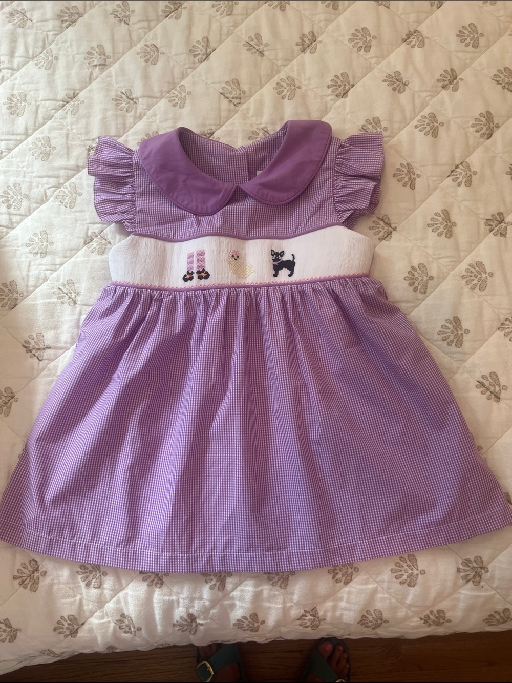 Girls' Lavender Halloween themed Smocked shirt